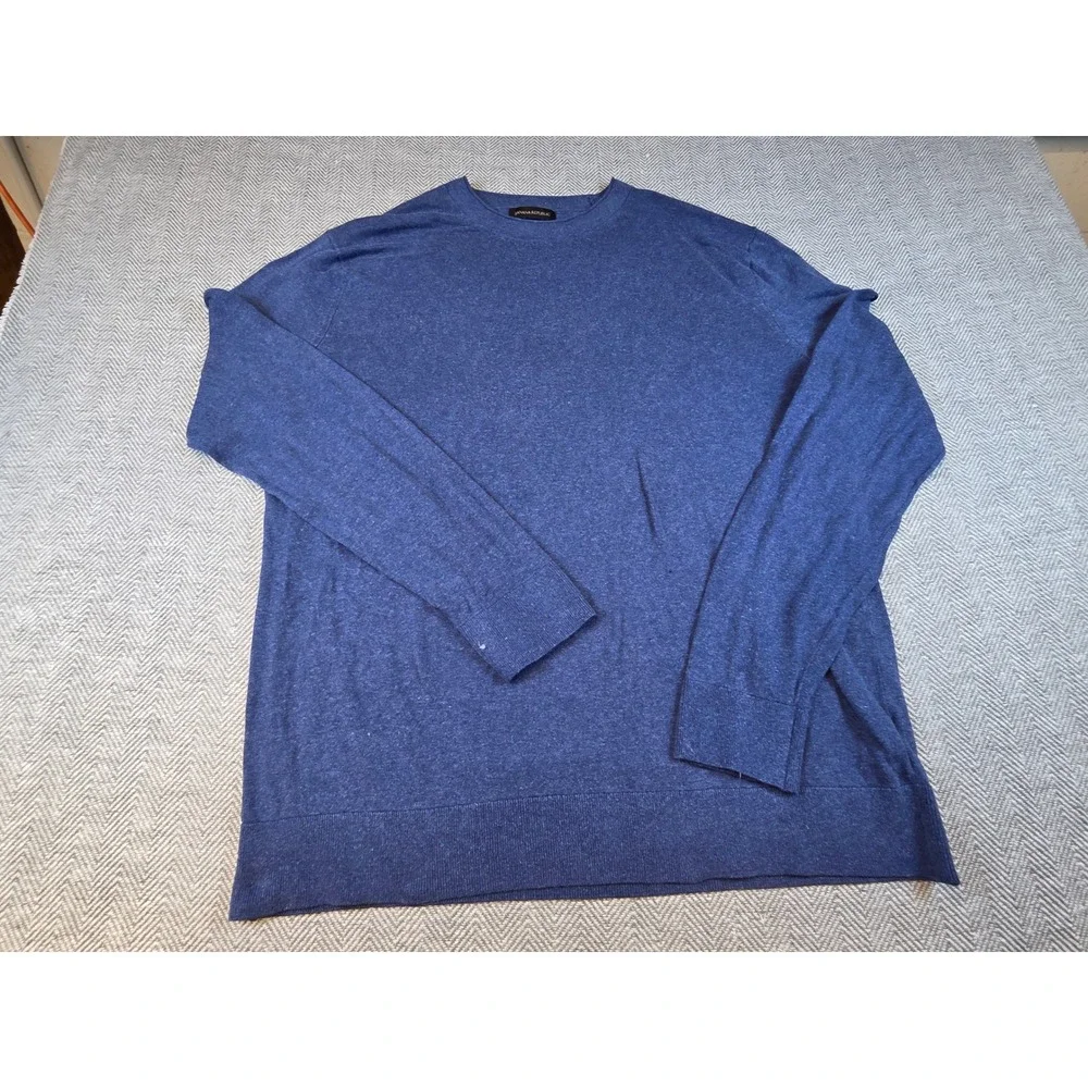 Banana Republic Mens Blue Heathered Crewneck Knit Sweater Ribbed Trim Size XL